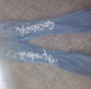 Wide leg distorted jeans